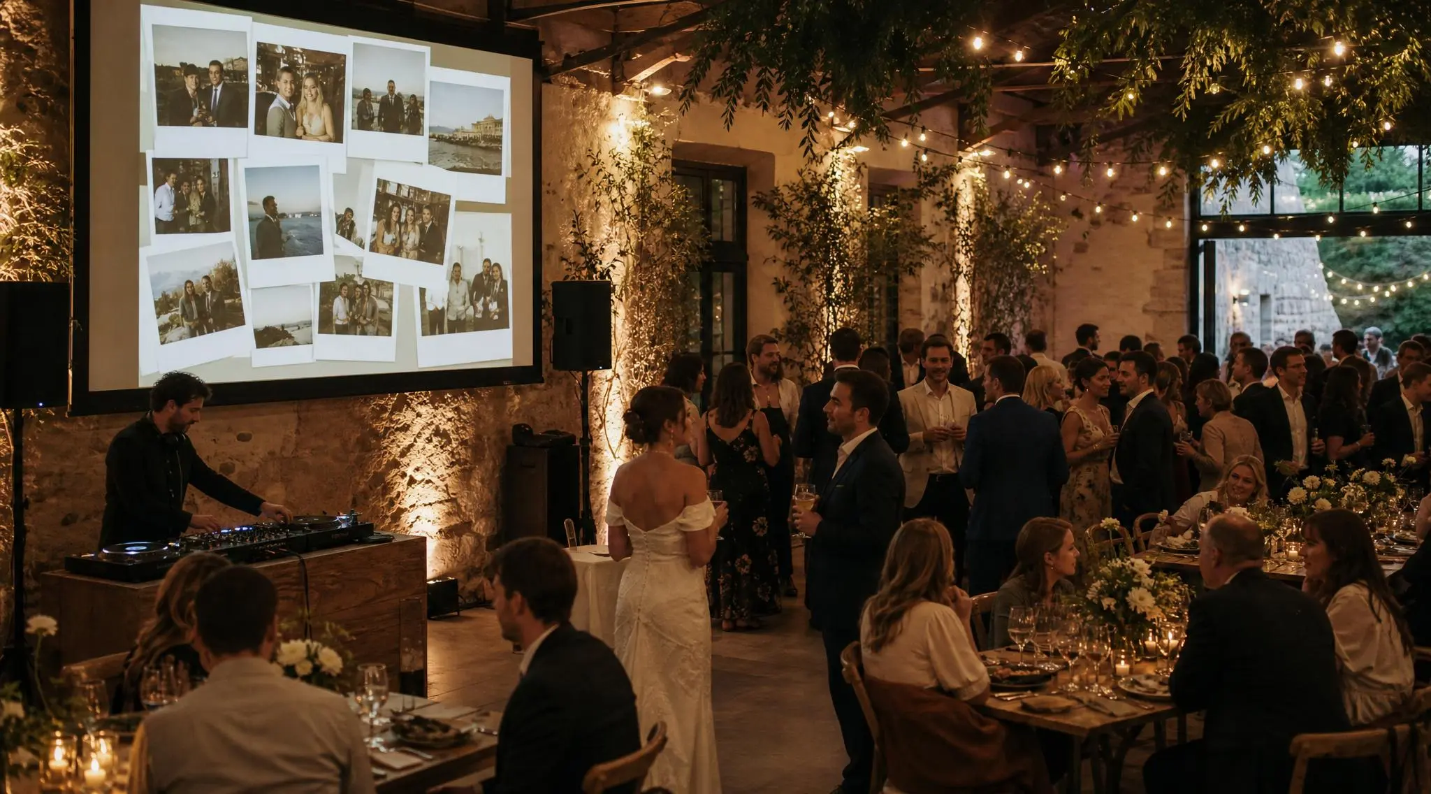 Live Wall momentorama projeté lors d'une réception de mariage